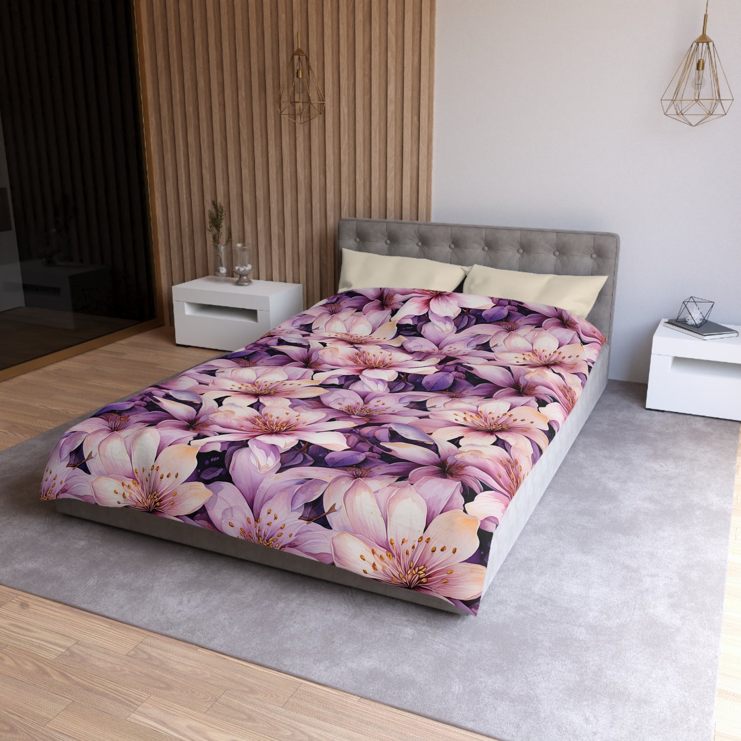 Floral Microfiber Duvet Cover - Cozy Bedding, Boho Decor, Gift for Her, Bedroom Makeover, Spring Home Accents