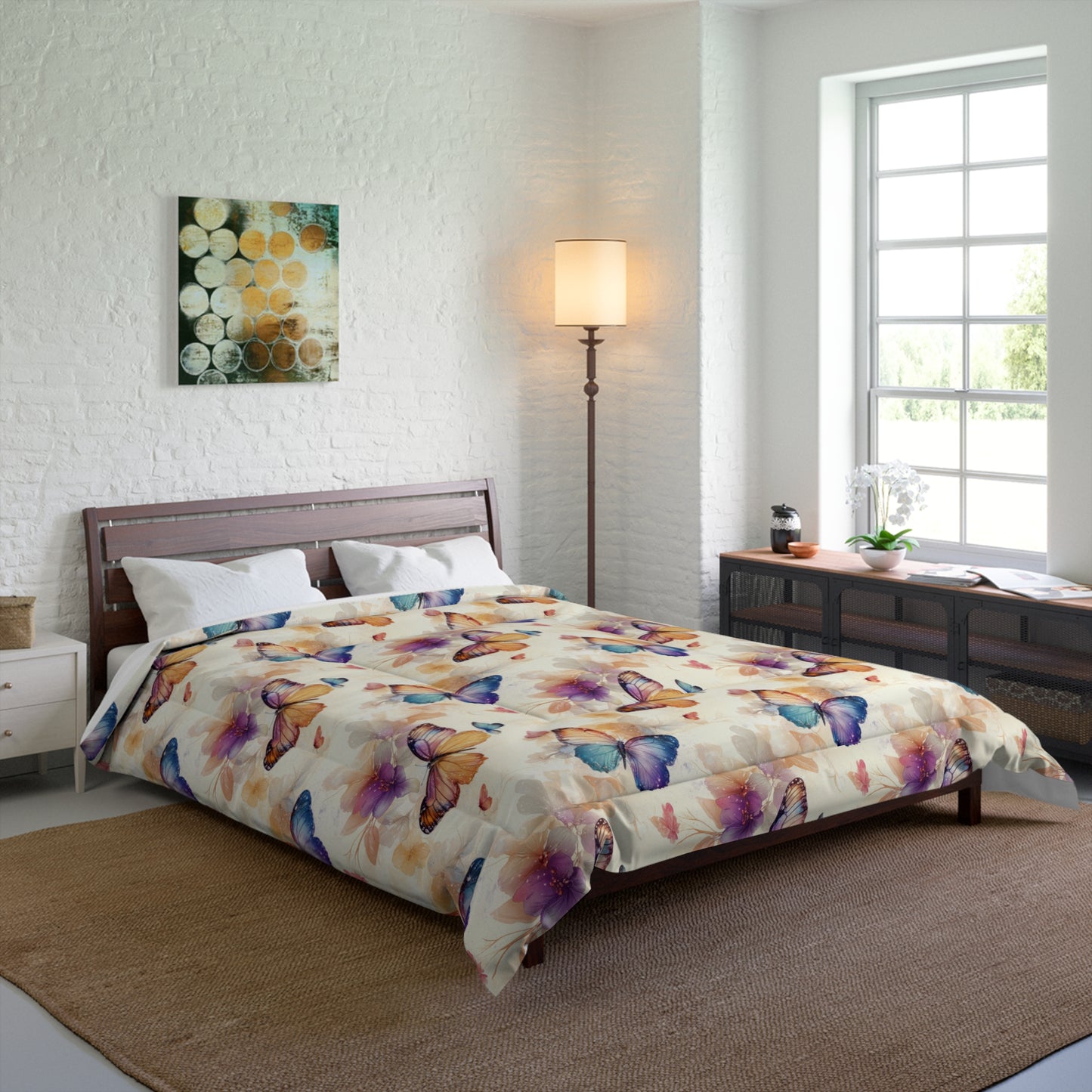 Butterfly Dreams Comforter, Cozy Home Decor, Bohemian Bedroom Accent, Gift for Nature Lovers, Spring or Summer Bedding