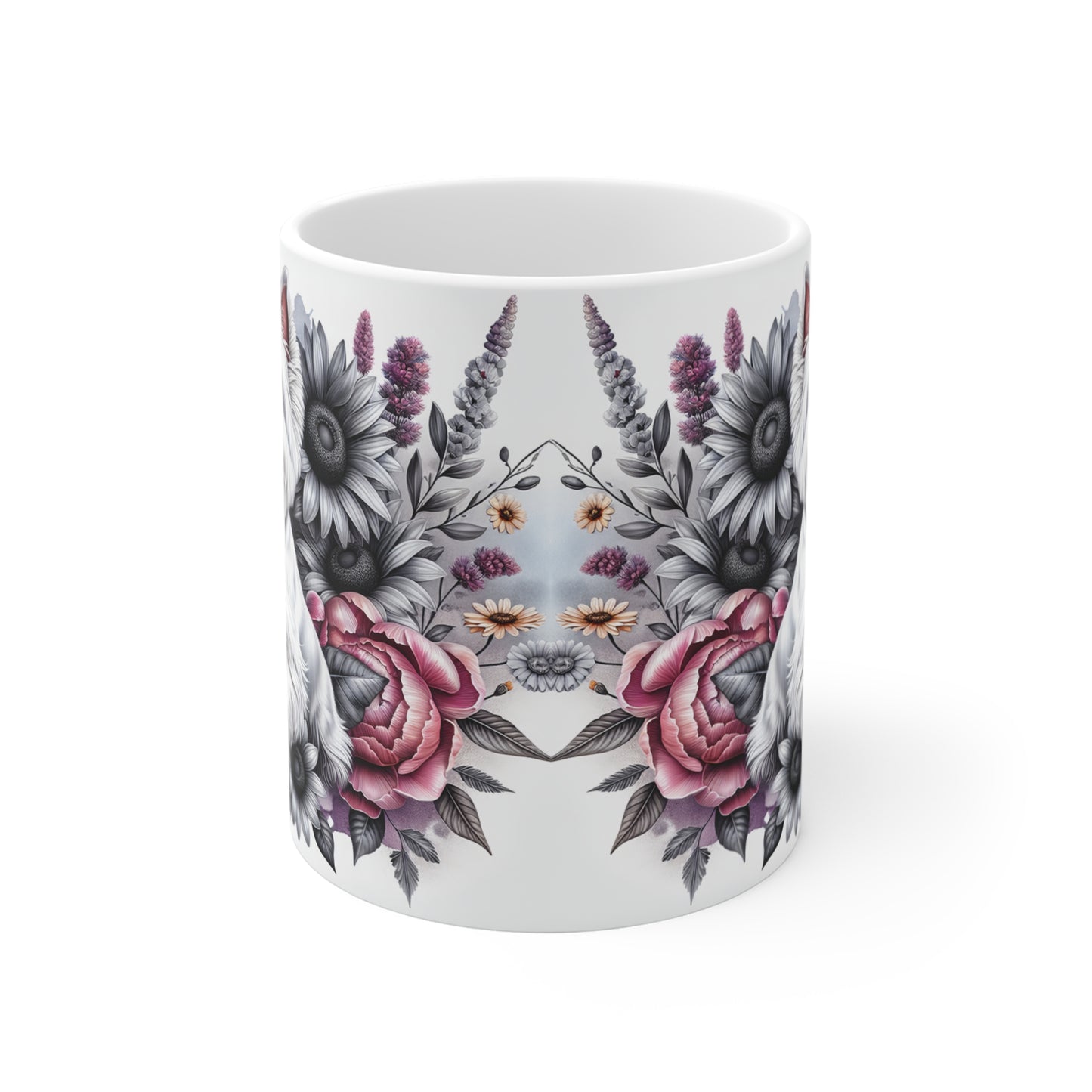 Floral Dog Lover Mug, 11oz Funny Gift for Pet Owners, Cute Coffee Cup for Dog Moms, Birthday Gift, Animal Lover, Home Decor