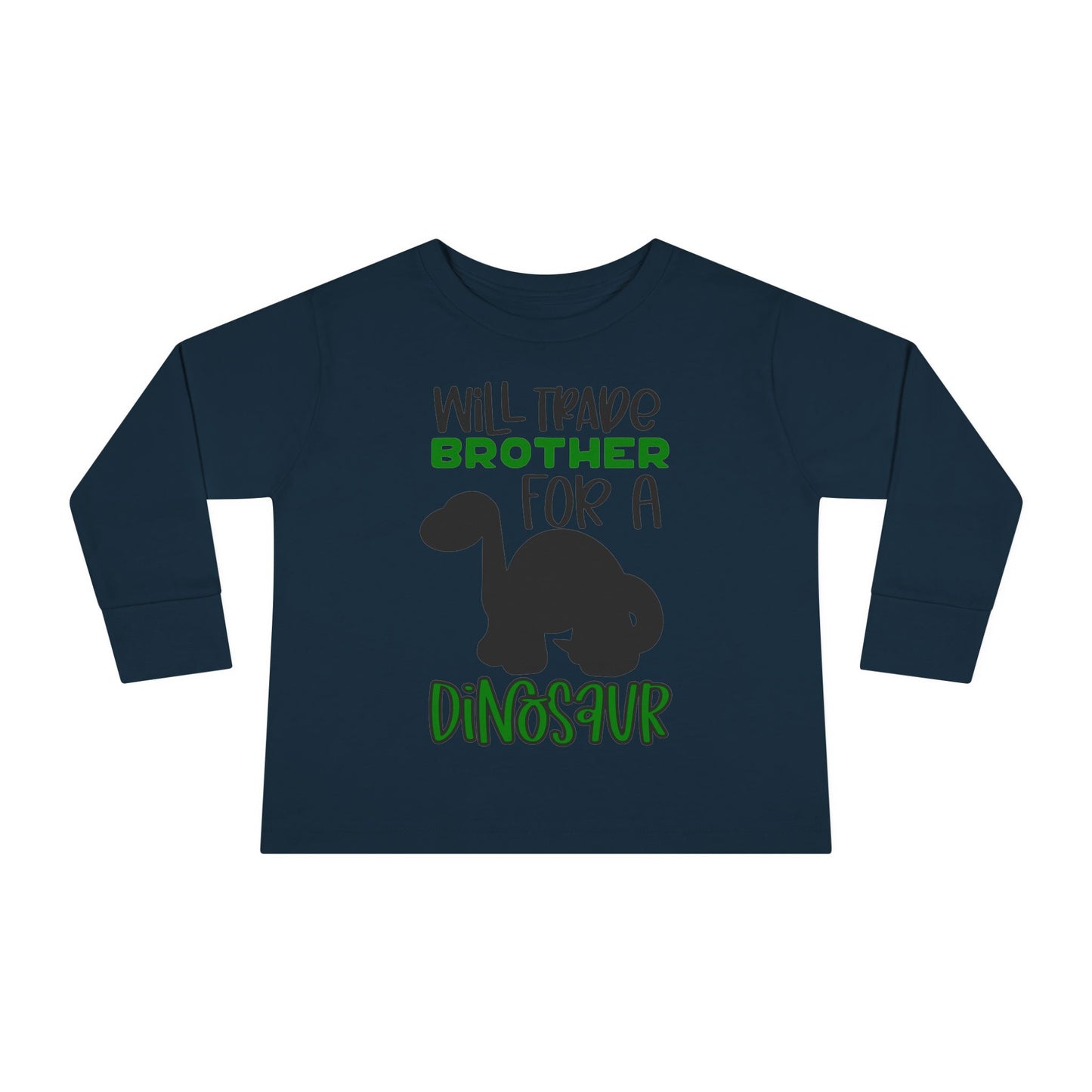Dinosaur-Themed Toddler Long Sleeve Tee - 'Will Trade Brother for a Dinosaur', Cute Kids' Apparel, Birthday Gift, Toddler Fashion, [...]