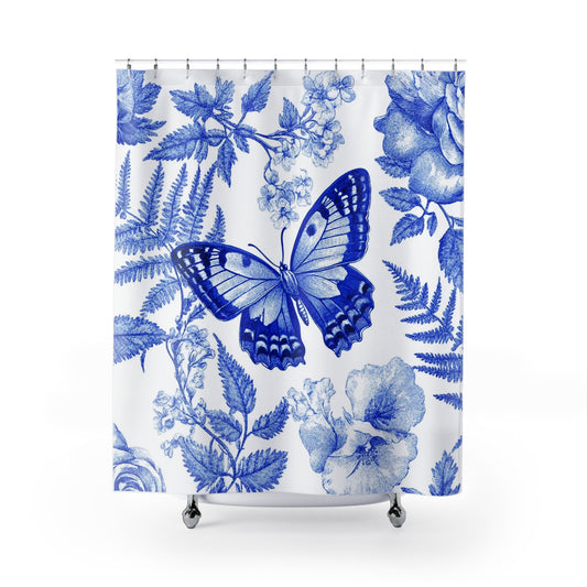 Blue Butterfly Floral Shower Curtain, Nature-Inspired Bathroom Decor, Elegant Home Accessories, Perfect for Spring Decor, Gift for [...]