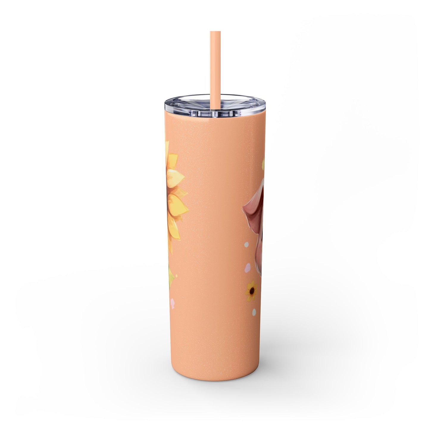 Cute Piggy Skinny Tumbler with Straw, Pig Tumbler, Sunflower Cup, Farmhouse Decor, Gift for Animal Lovers, Fun Drinkware