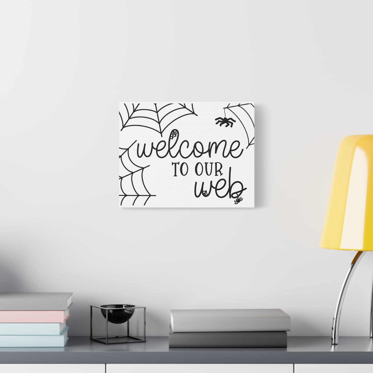 Welcome to Our Web Canvas Art, Spider Web Wall Decor, Halloween Decor, Home Wall Art, Unique Gift Idea