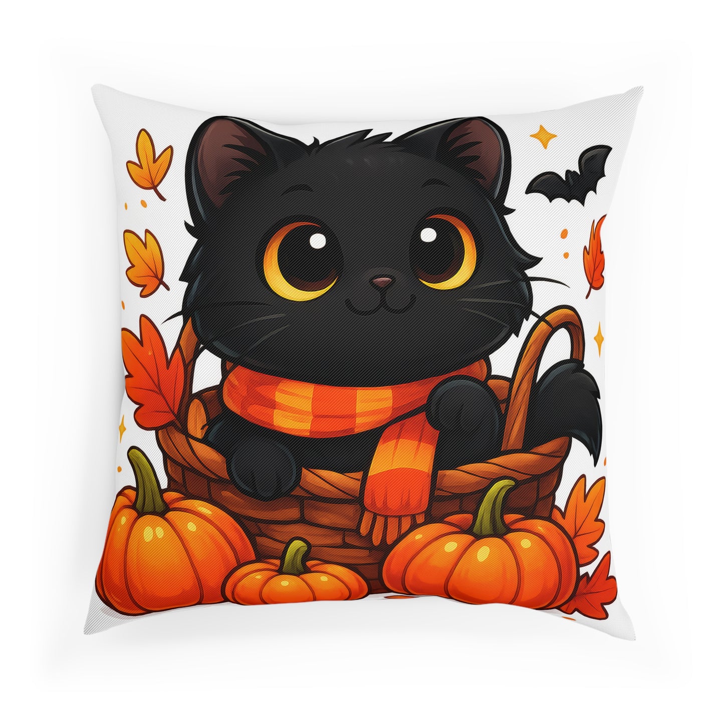 Cute Halloween Cat Cushion, Fall Decor, Cozy Home Accent, Cat Lover Gift, Autumn Pillow, Seasonal Cushion