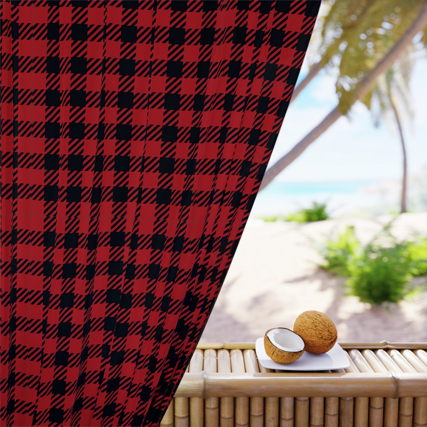 Cozy Red Plaid Window Curtains, Rustic Home Decor, Country Style Drapes, Christmas Gift, Cabin Lodge Accents