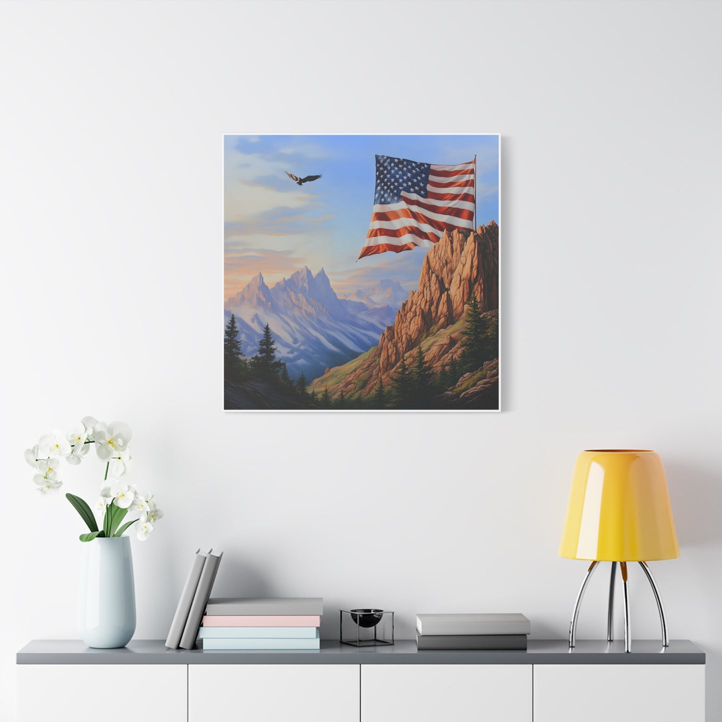 American Flag Mountain Canvas Wall Art, Patriotic Home Decor, Nature Artwork, Gift for Veterans, Independence Day Decoration, 4th of [...]