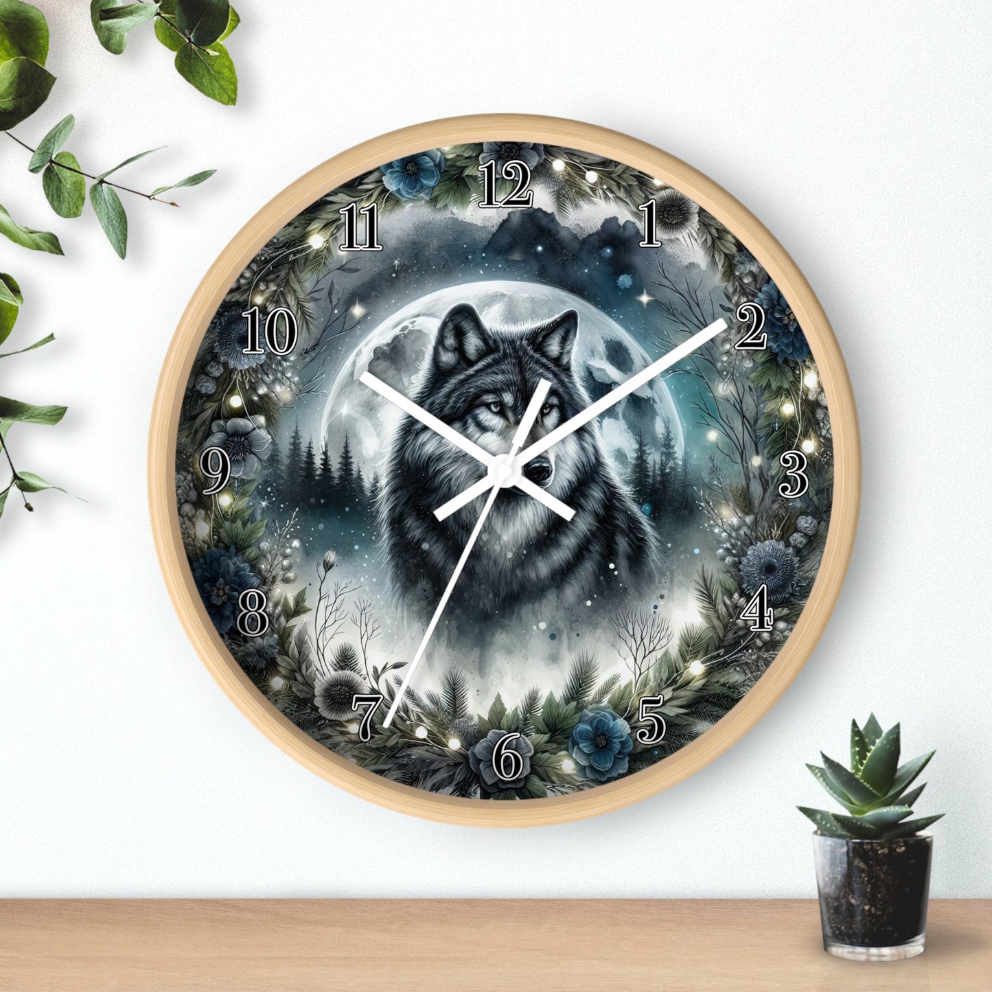 Mystical Wolf Wall Clock | Nature Decor, Home Decor, Gift for Animal Lovers, Forest Theme Clock, Unique Wall Art