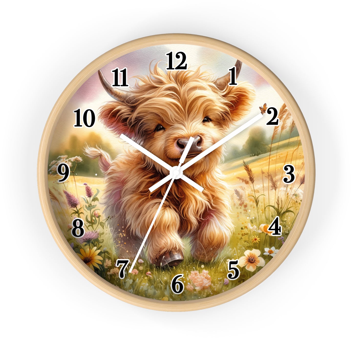 Cute Highland Cow Wall Clock, Farmhouse Decor, Country Home Accent, Birthday Gift, Animal Lover's Wall Art