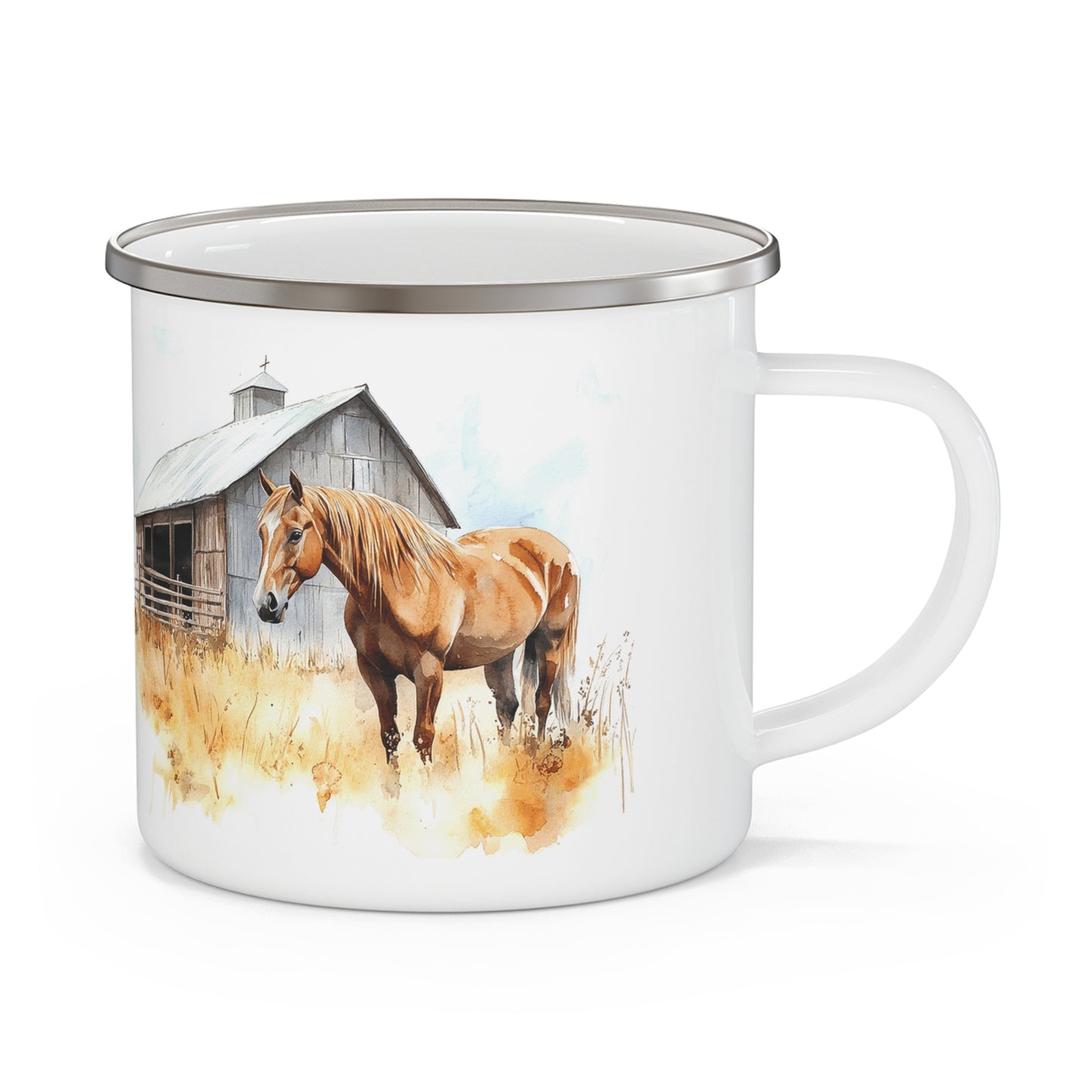 Rustic Enamel Camping Mug - Cozy Outdoor Drinkware, Horse Design, Perfect for Nature Lovers, Camping, Hiking, Gift for Adventurers