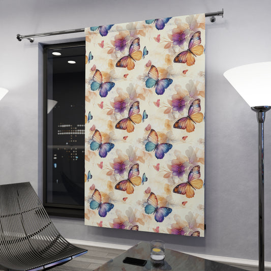 Butterfly Print Window Curtains, Home Decor, Living Room, Elegant Drapery, Nature Inspired, Gift for Butterfly Lovers