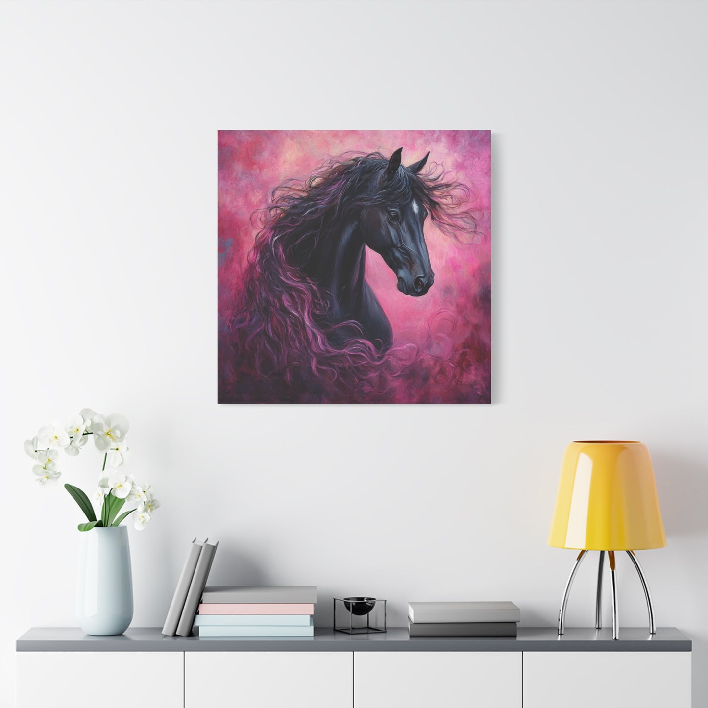 Black Horse Canvas Art, Wall Decor, Horse Lover Gift, Unique Home Decor, Animal Art, Equine Artwork
