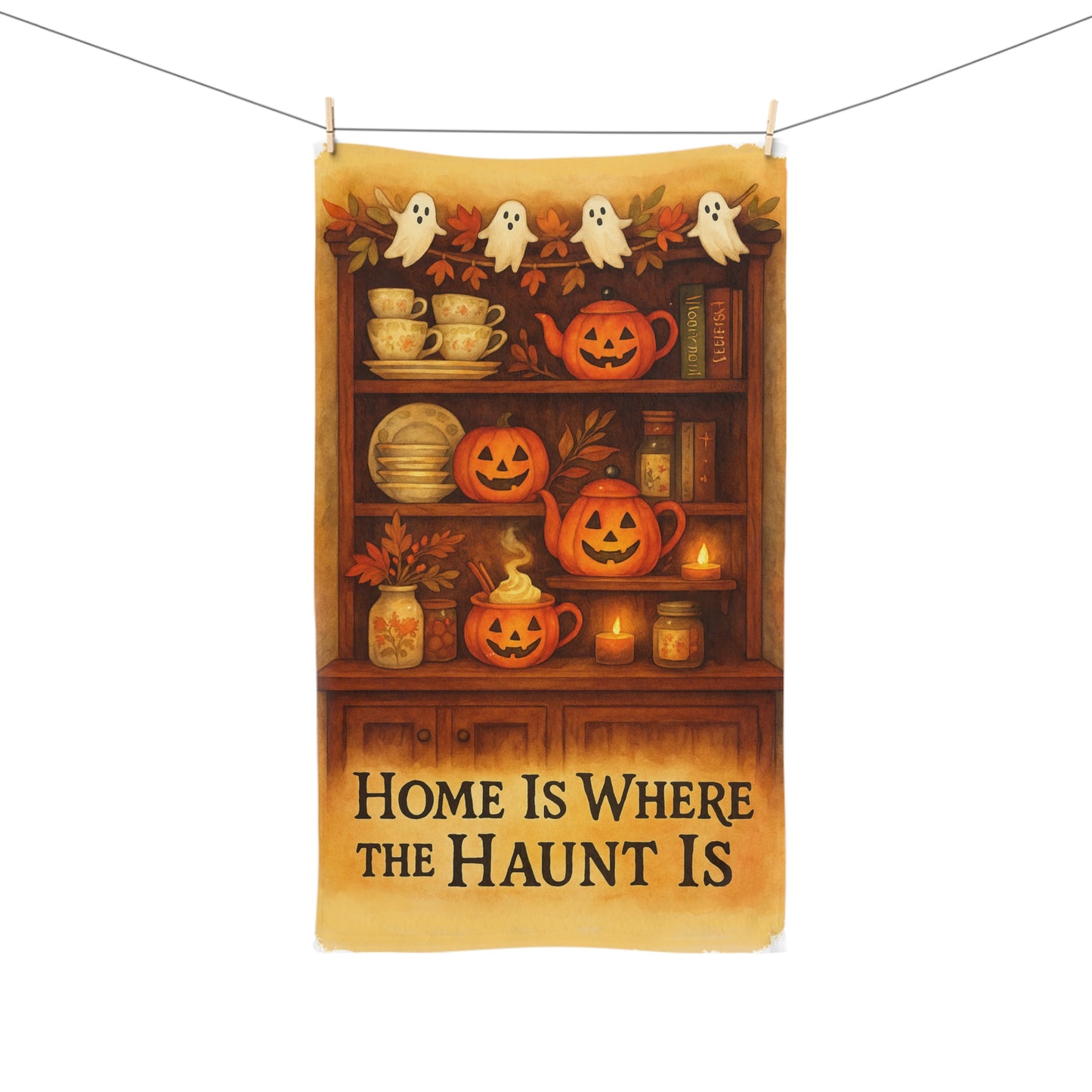 Halloween Hand Towel, Spooky Kitchen Decor, Pumpkin Themed Towel, Ghosts & Jack-o-Lanterns, Fall Home Accents, Seasonal Gift