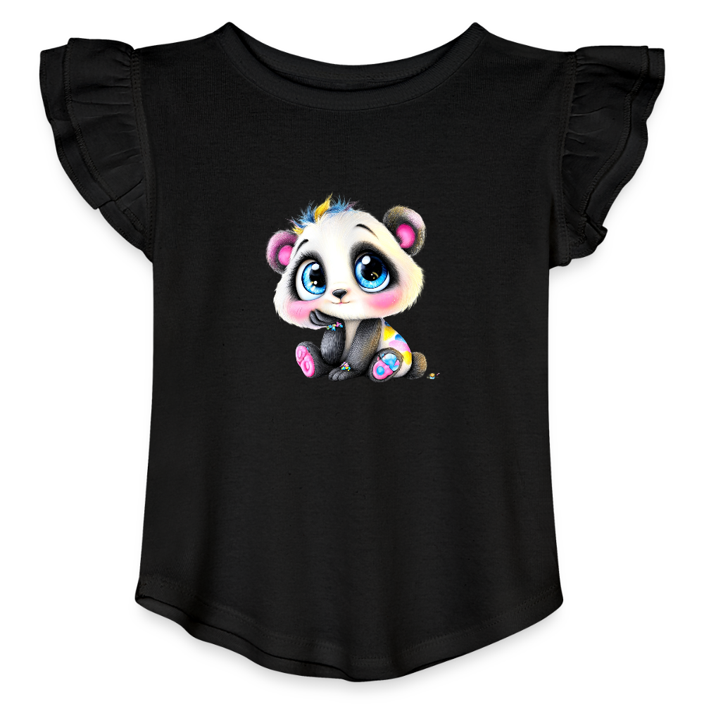 Panda Toddler Girls Flutter T-shirt - black