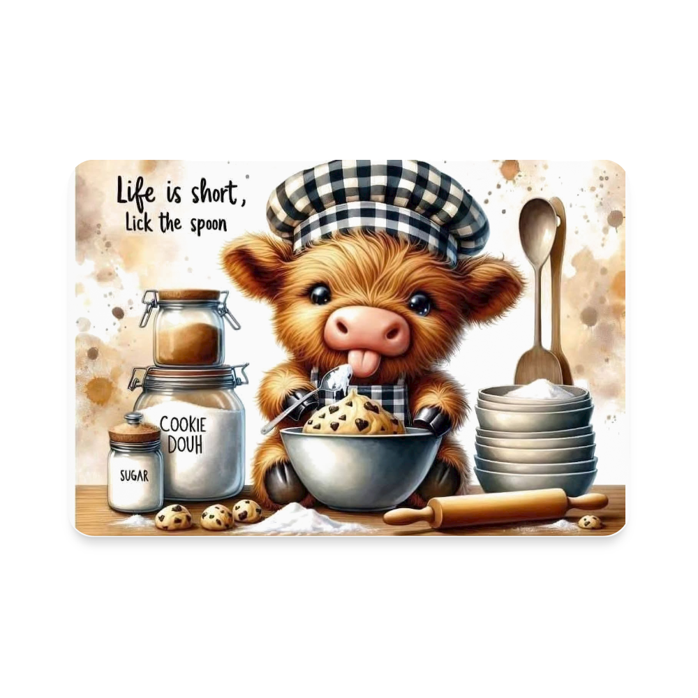 Lick the Spoon Rectangle Magnet - white