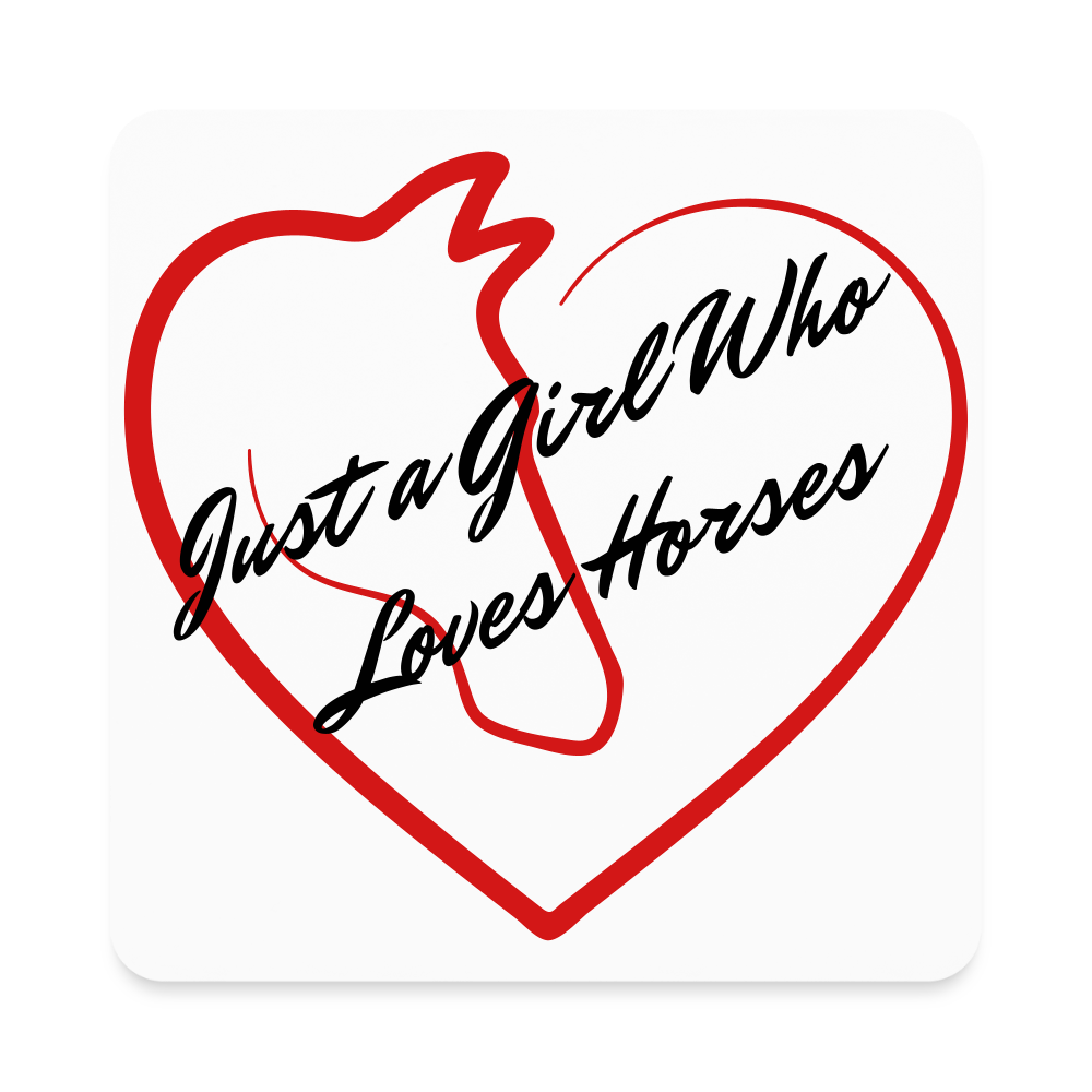 Loves Horses Square Magnet - white
