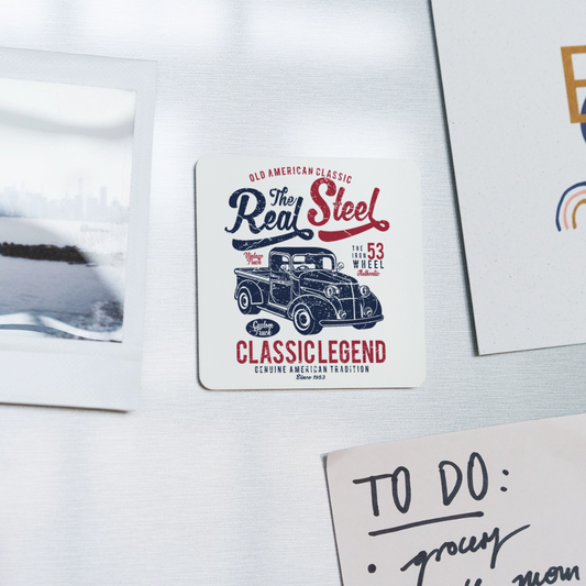 Real Steel Square Magnet - white