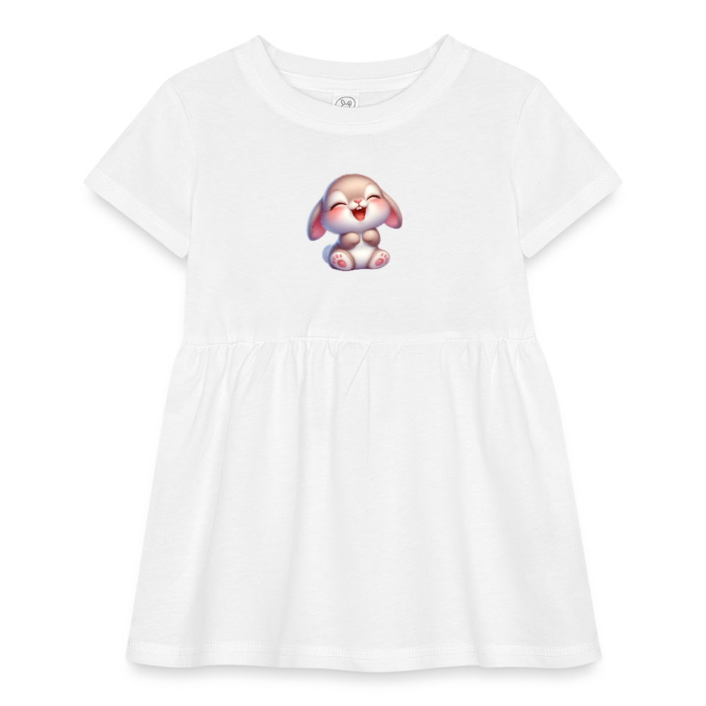 Bunny Infant Baby Rib Dress - white