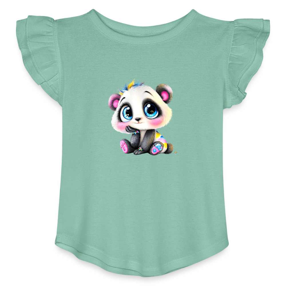 Panda Toddler Girls Flutter T-shirt - saltwater