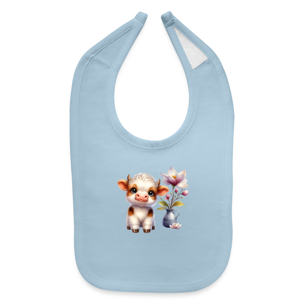 Cow Baby Bib - light blue