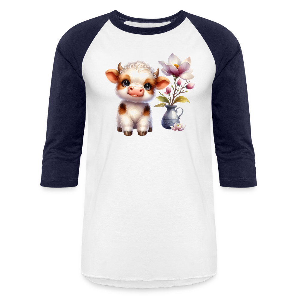 Cow Baseball T-Shirt - white/navy
