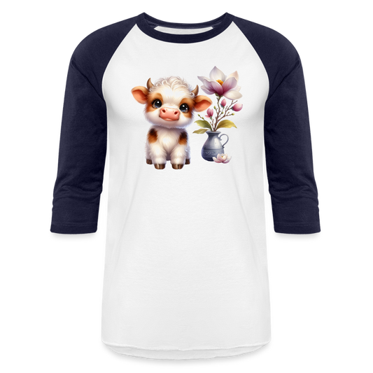 Cow Baseball T-Shirt - white/navy