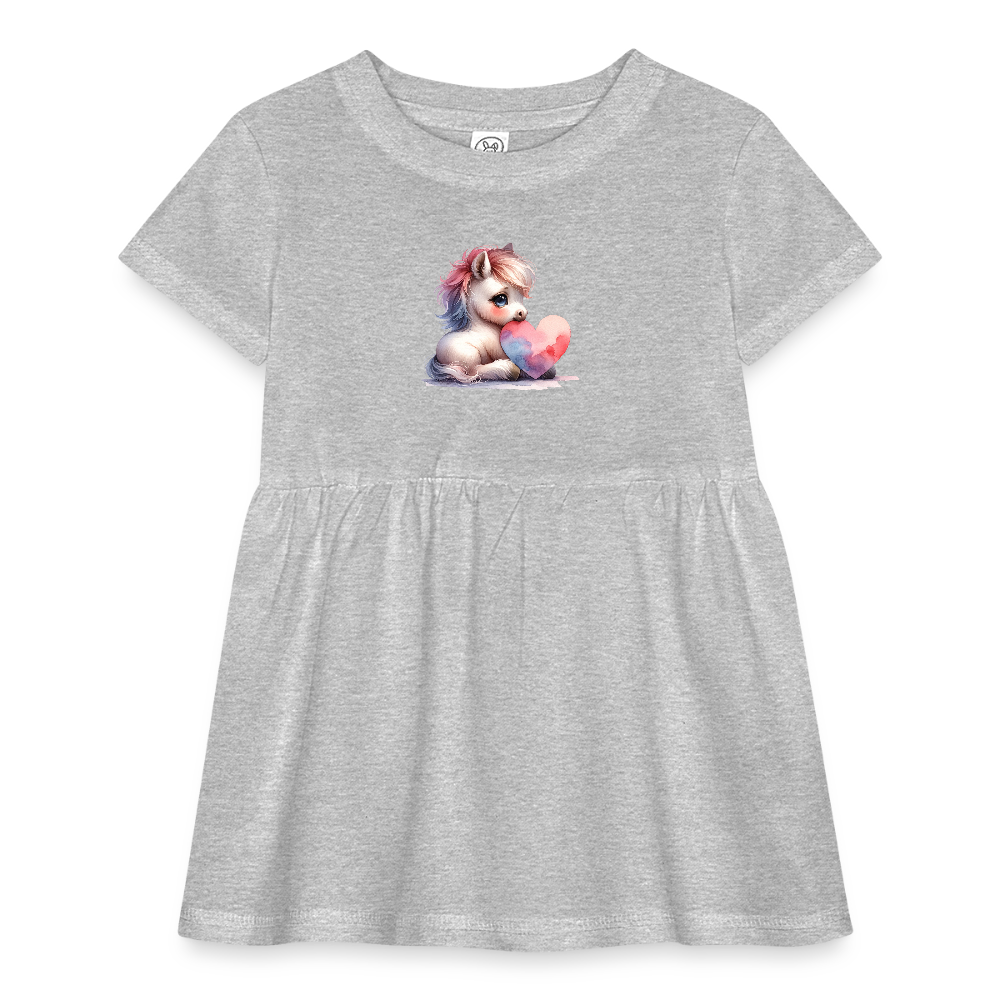 Horse Infant Baby Rib Dress - heather grey