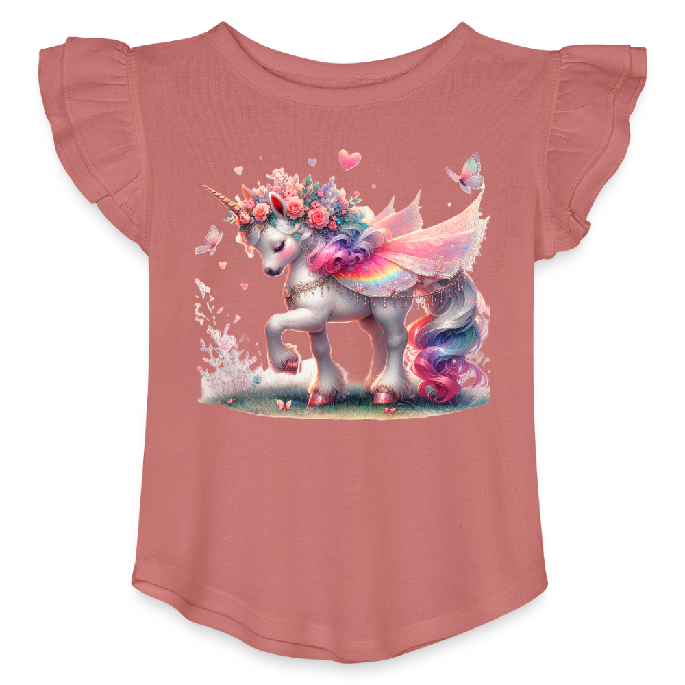 Toddler Girls Flutter T-shirt-Unicorn - mauve