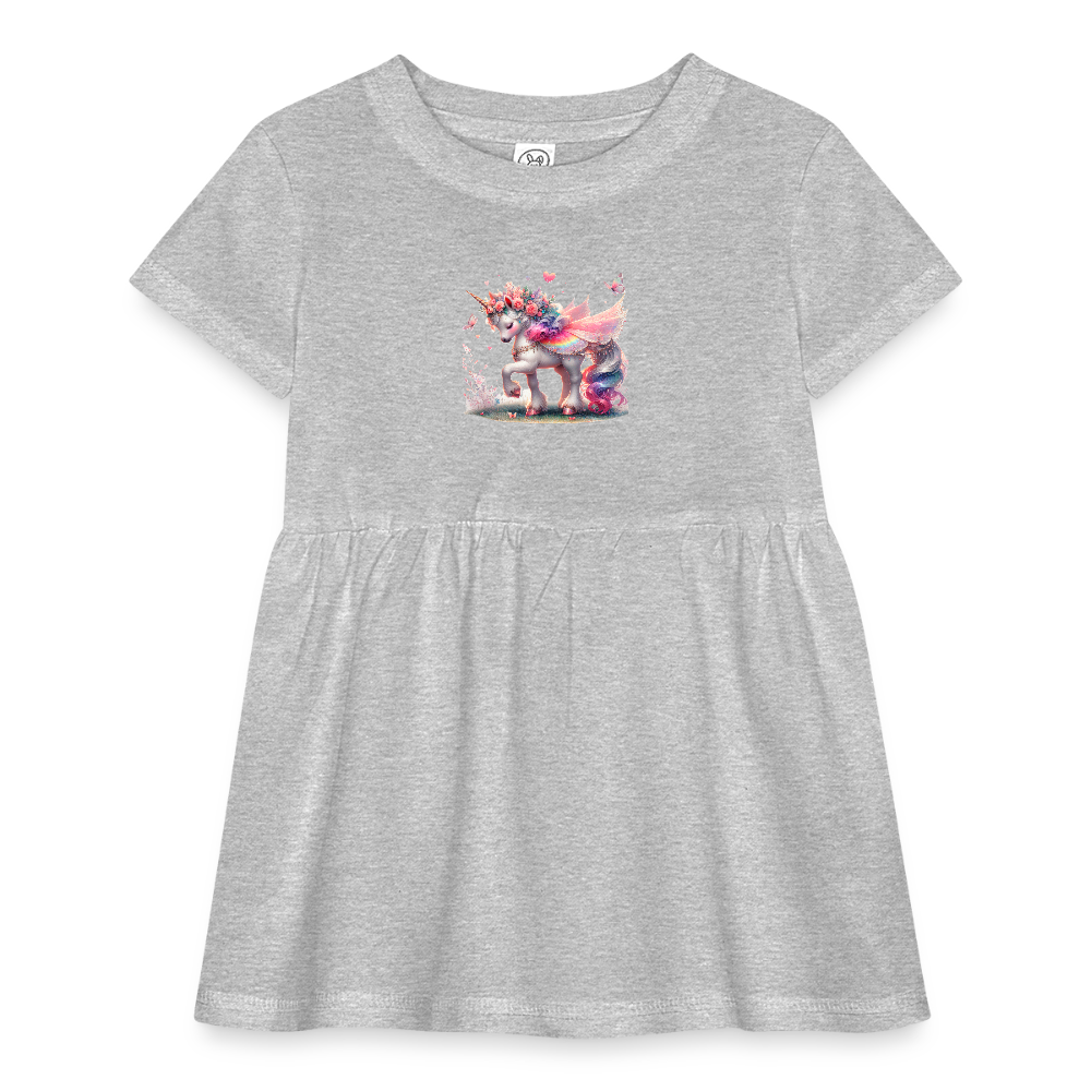 Unicorn Infant Baby Rib Dress - heather grey