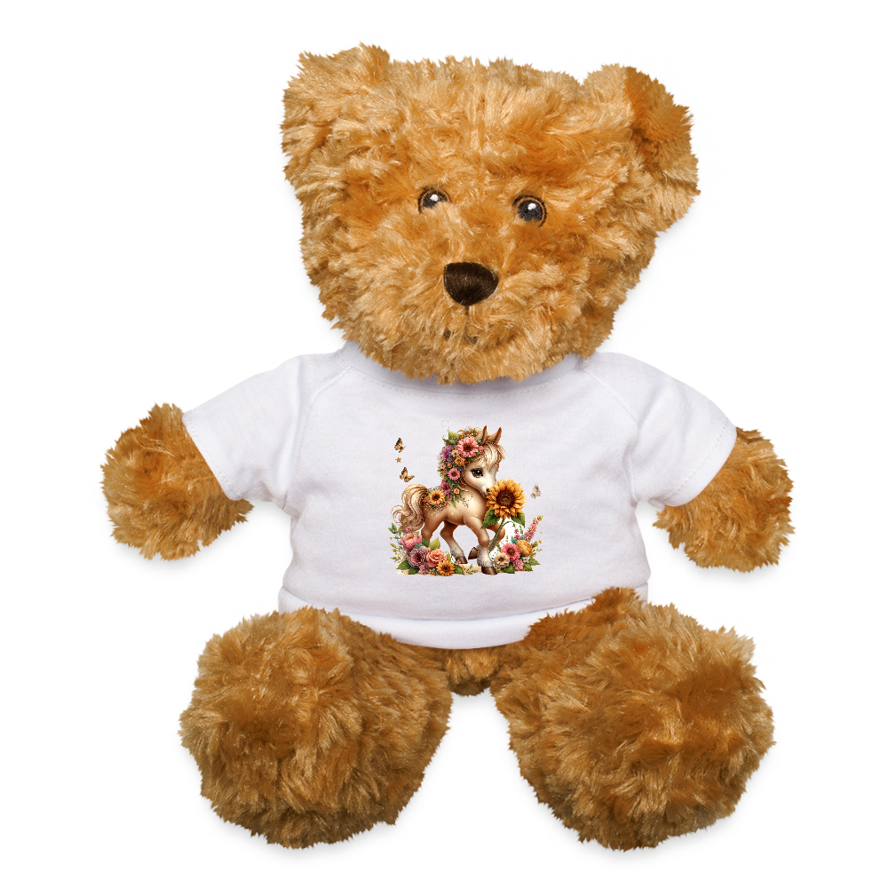 Floral Horse Teddy Bear - white