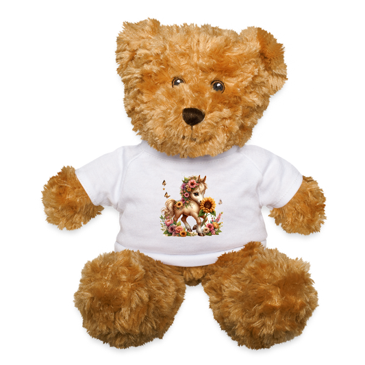 Floral Horse Teddy Bear - white