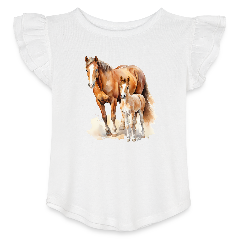 Horses Toddler Girls Flutter T-shirt - white