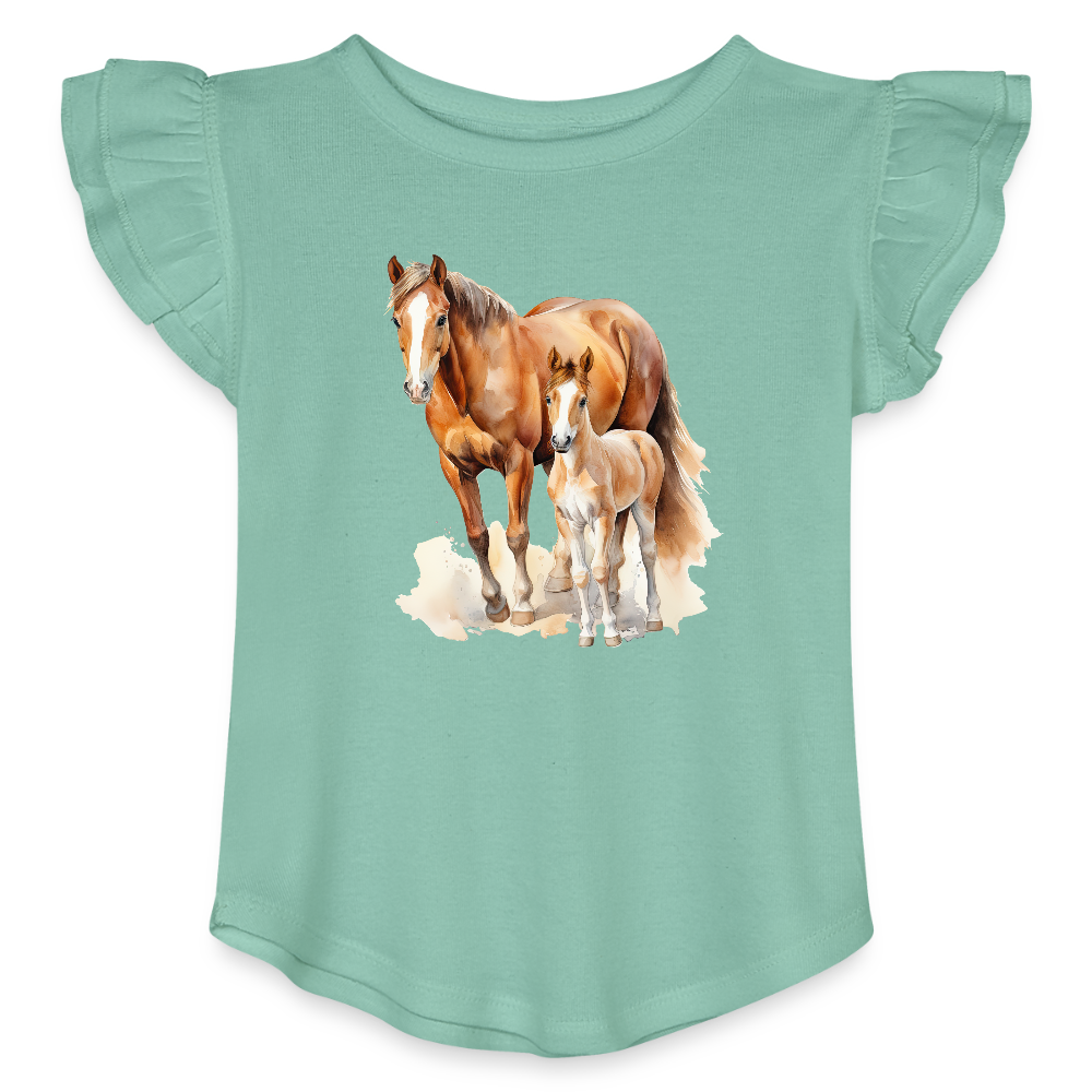 Horses Toddler Girls Flutter T-shirt - saltwater