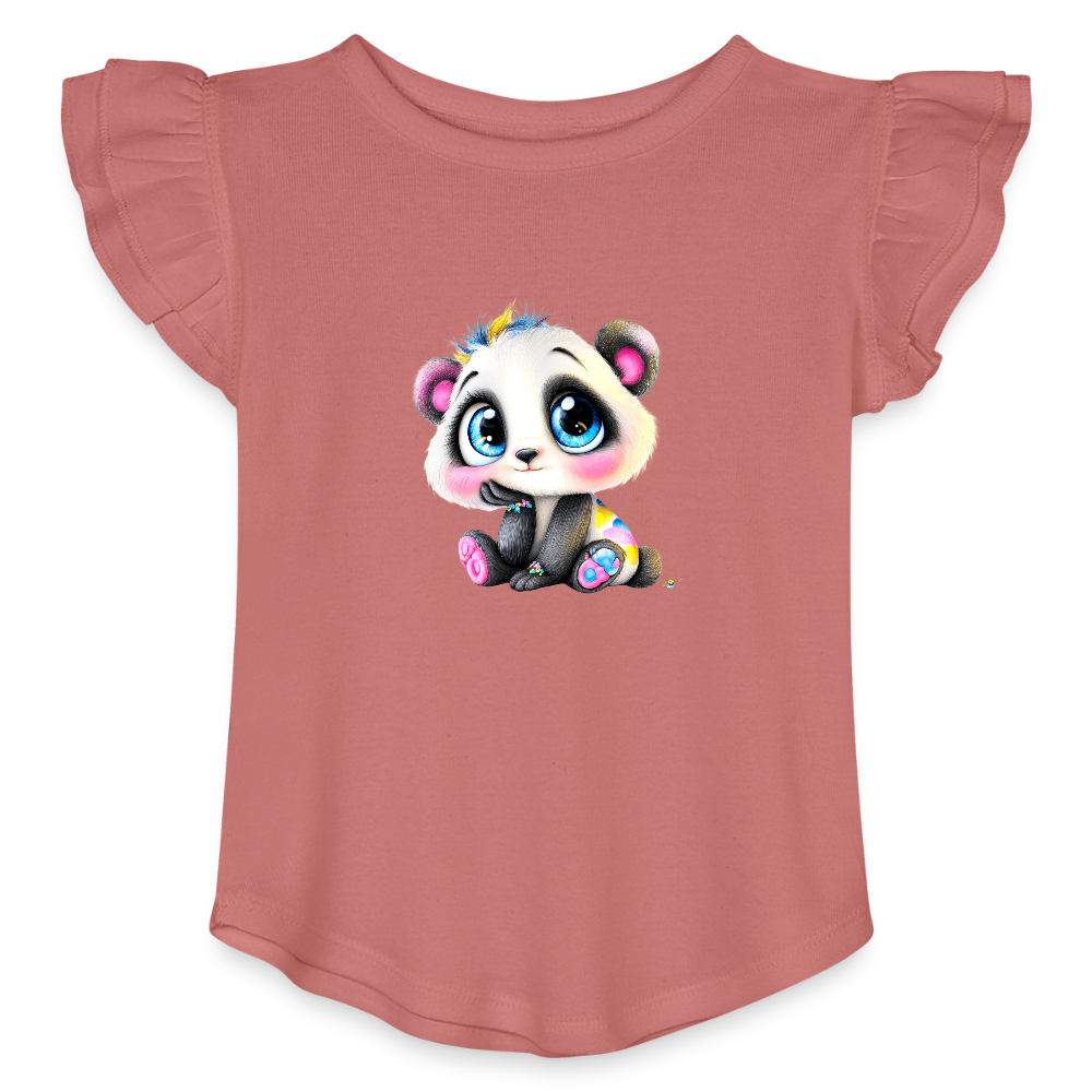 Panda Toddler Girls Flutter T-shirt - mauve