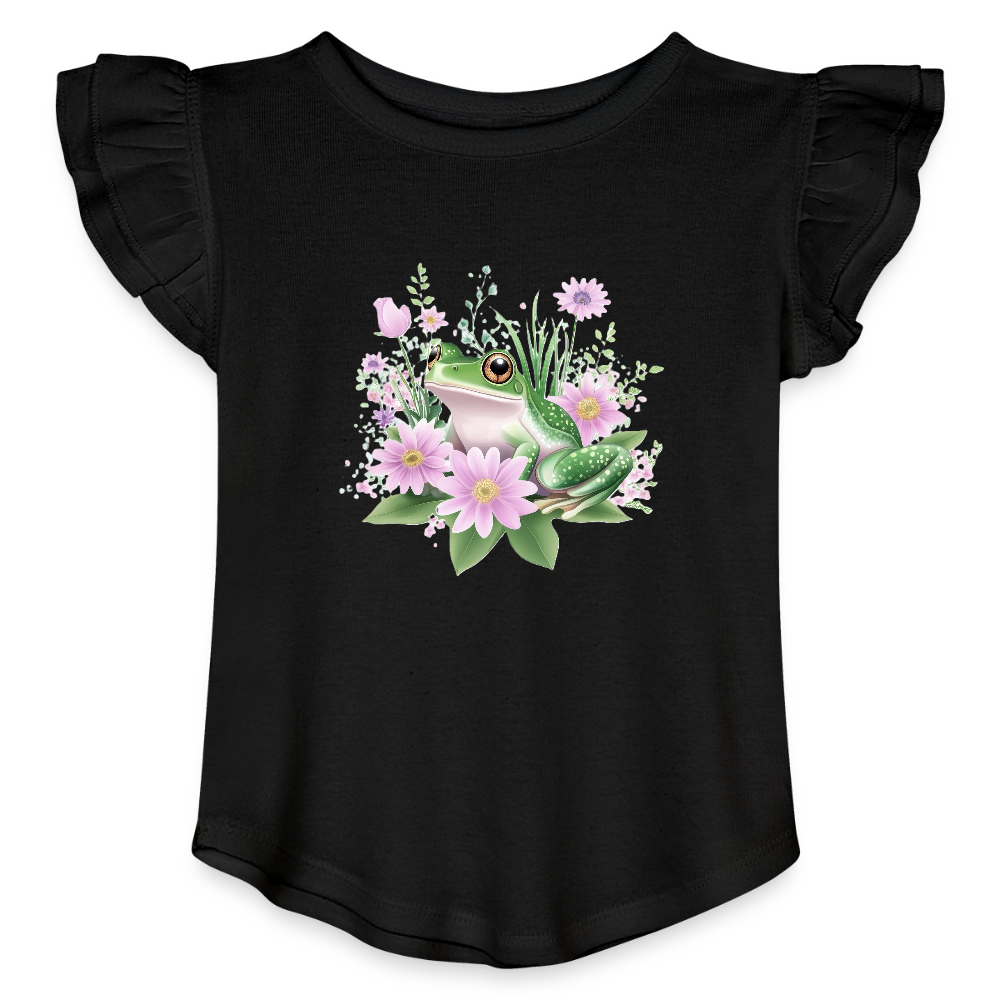 Frog Toddler Girls Flutter T-shirt - black