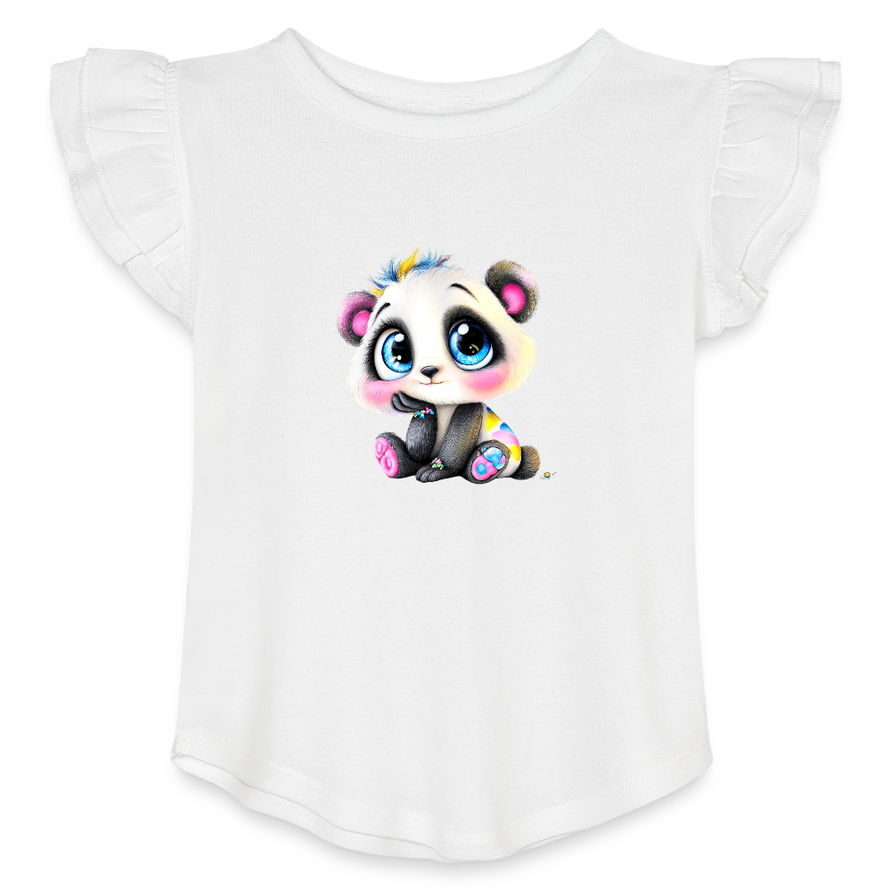 Panda Toddler Girls Flutter T-shirt - white