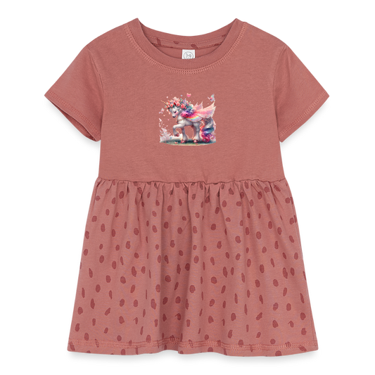 Unicorn Infant Baby Rib Dress - mauve