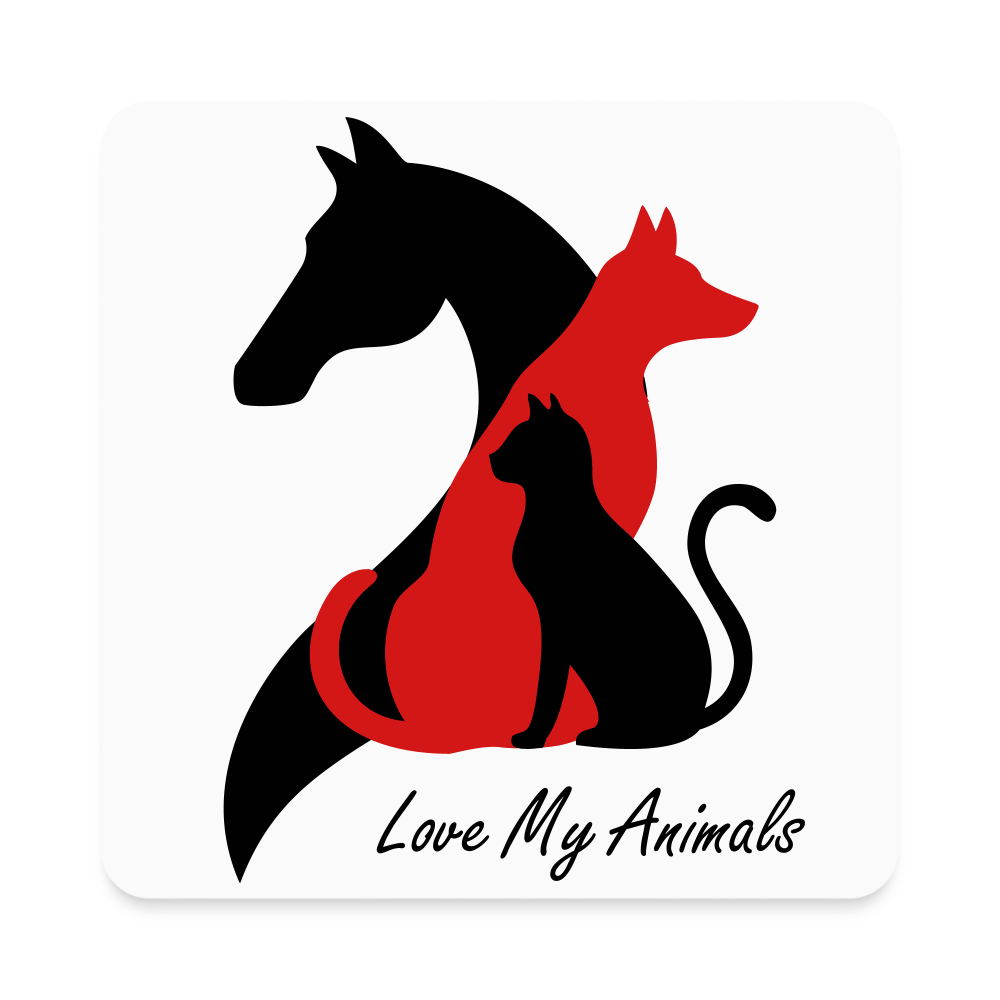Love My Animals Square Magnet - white