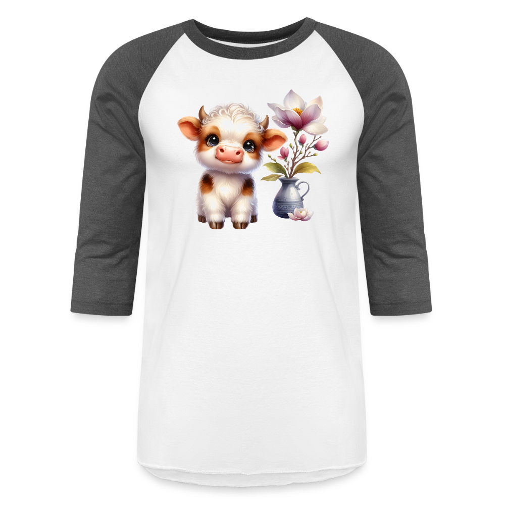 Cow Baseball T-Shirt - white/charcoal