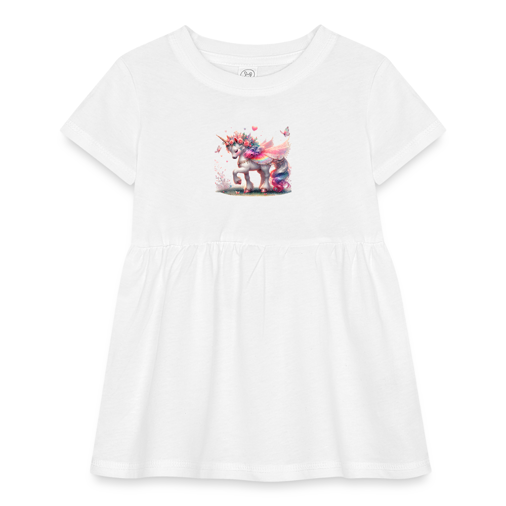 Unicorn Infant Baby Rib Dress - white