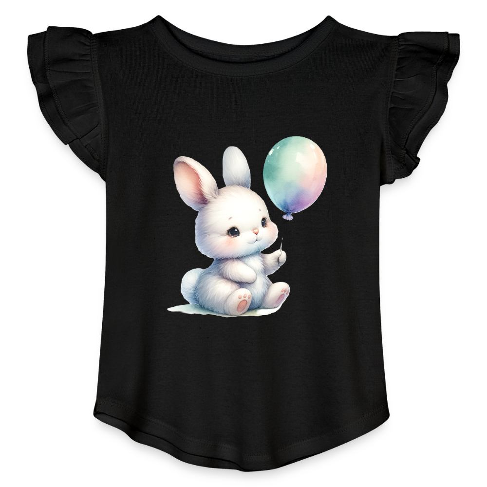 Balloon Bunny Toddler Girls Flutter T-shirt - black