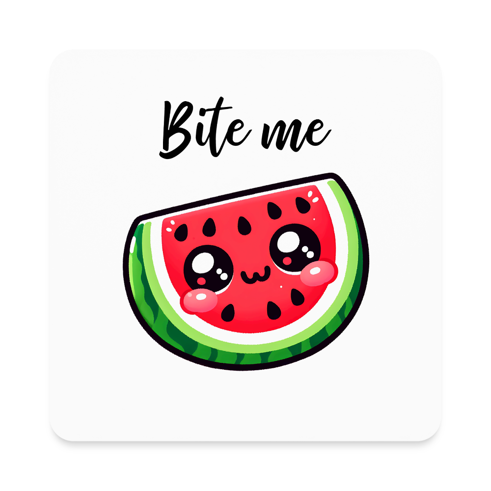 Bite Me Square Magnet - white