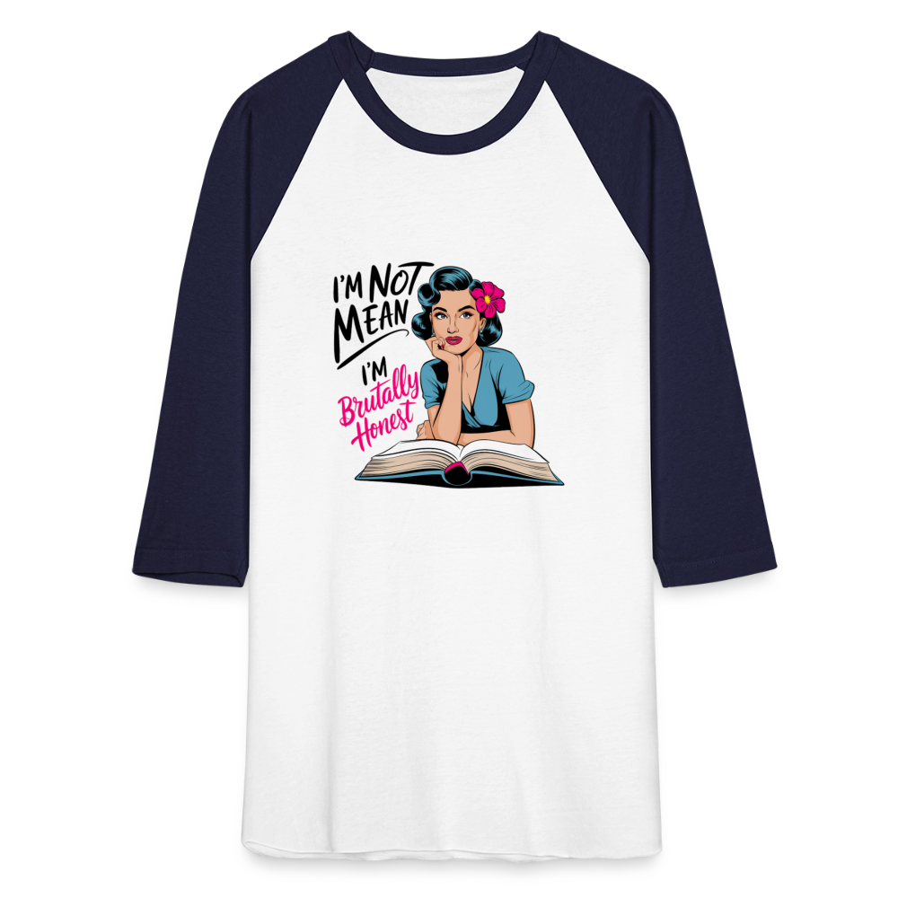 I'm not mean Baseball T-Shirt - white/navy