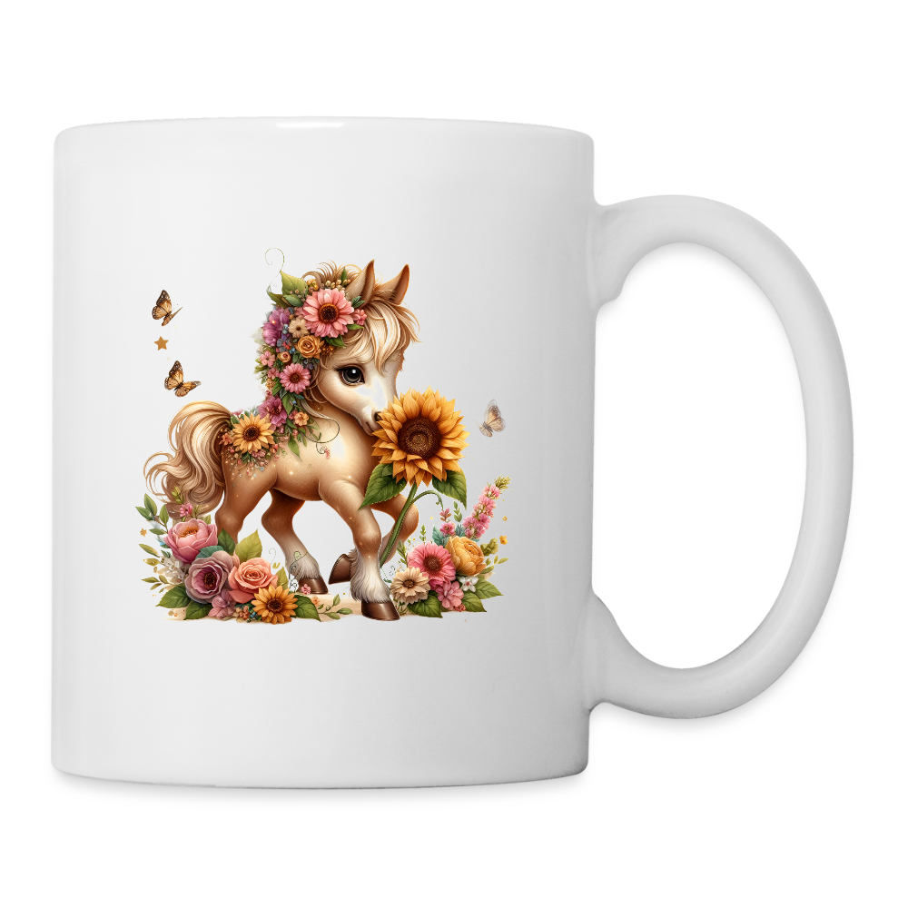 Floral Horse Coffee/Tea Mug - white