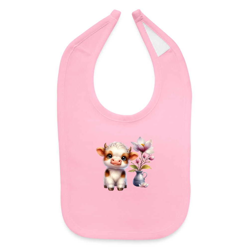 Cow Baby Bib - light pink