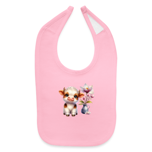 Cow Baby Bib - light pink