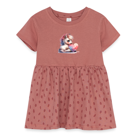 Horse Infant Baby Rib Dress - mauve