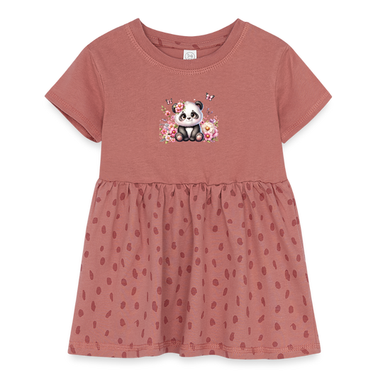 floral Panda Infant Baby Rib Dress - mauve