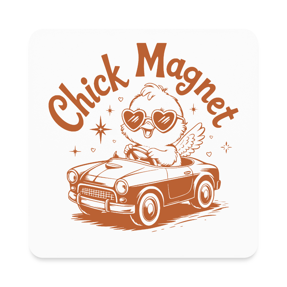 Square Chick Magnet - white