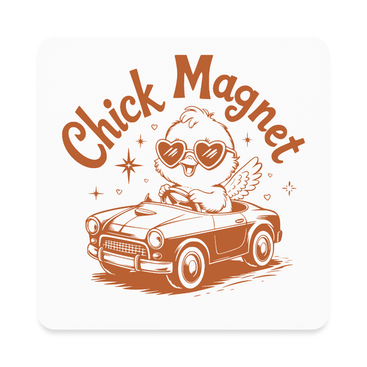Square Chick Magnet - white