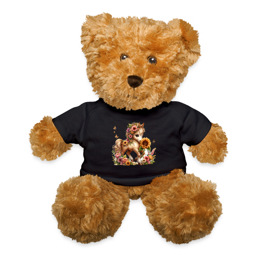 Floral Horse Teddy Bear - black